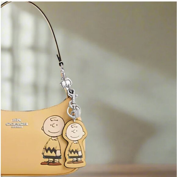 Coach x Peanuts Charlie Brown Leather Bag Charm Keychain CBG59 2025 Anniversary - Picture 2 of 8